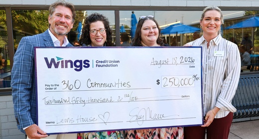 Wings Credit Union Foundation expands community impact with $250,000 investment in 360 Communities